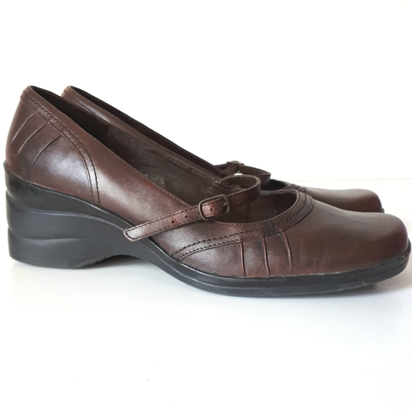 Aldo Leather Square Toe Wedge Heel Mary Jane Shoe - Picture 2 of 11